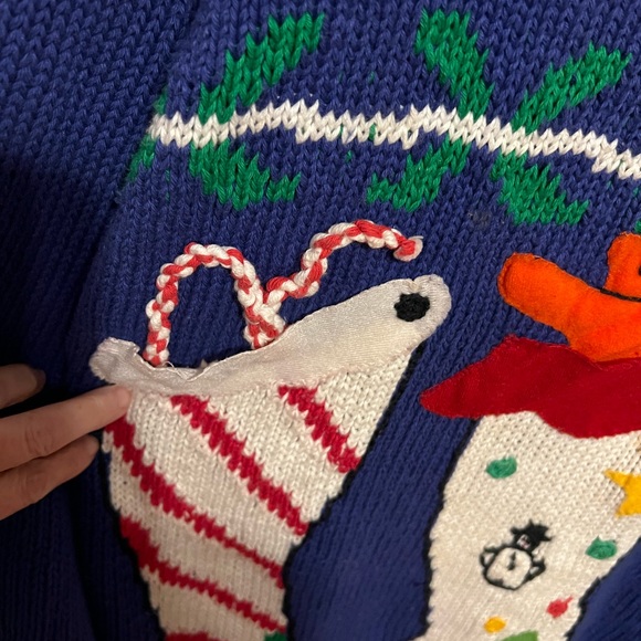 M/L 1980s Vintage knitted Holiday Christmas Stocking Toys Winter sweater - Picture 12 of 14